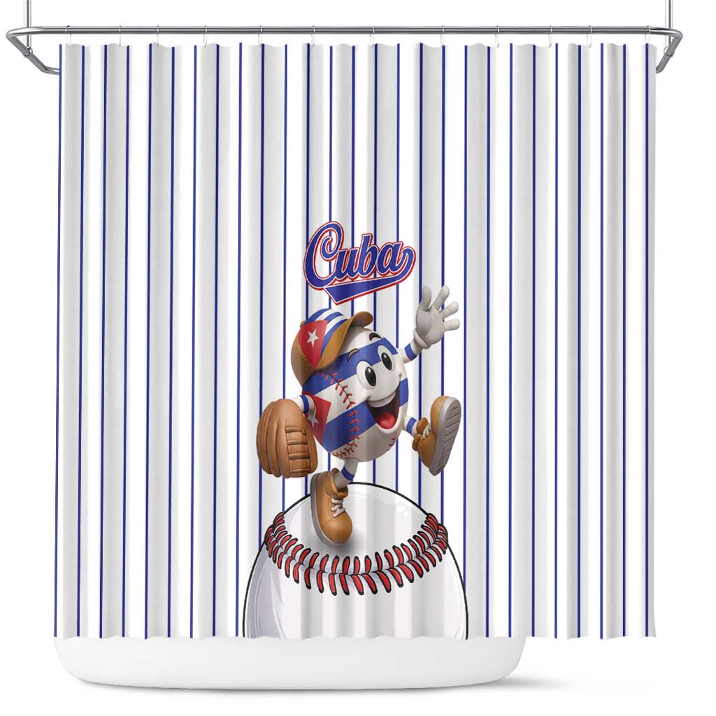 Cuba Baseball Shower Curtain Cuban Flag Mascot Design
