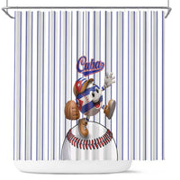 Cuba Baseball Shower Curtain Cuban Flag Mascot Design