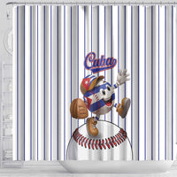 Cuba Baseball Shower Curtain Cuban Flag Mascot Design