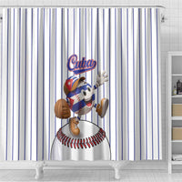 Cuba Baseball Shower Curtain Cuban Flag Mascot Design