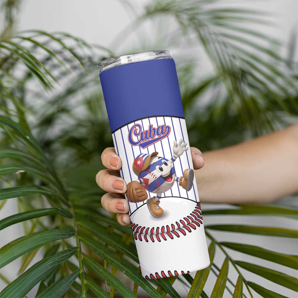 Cuba Baseball Custom Skinny Tumbler Cuban Flag Mascot Design