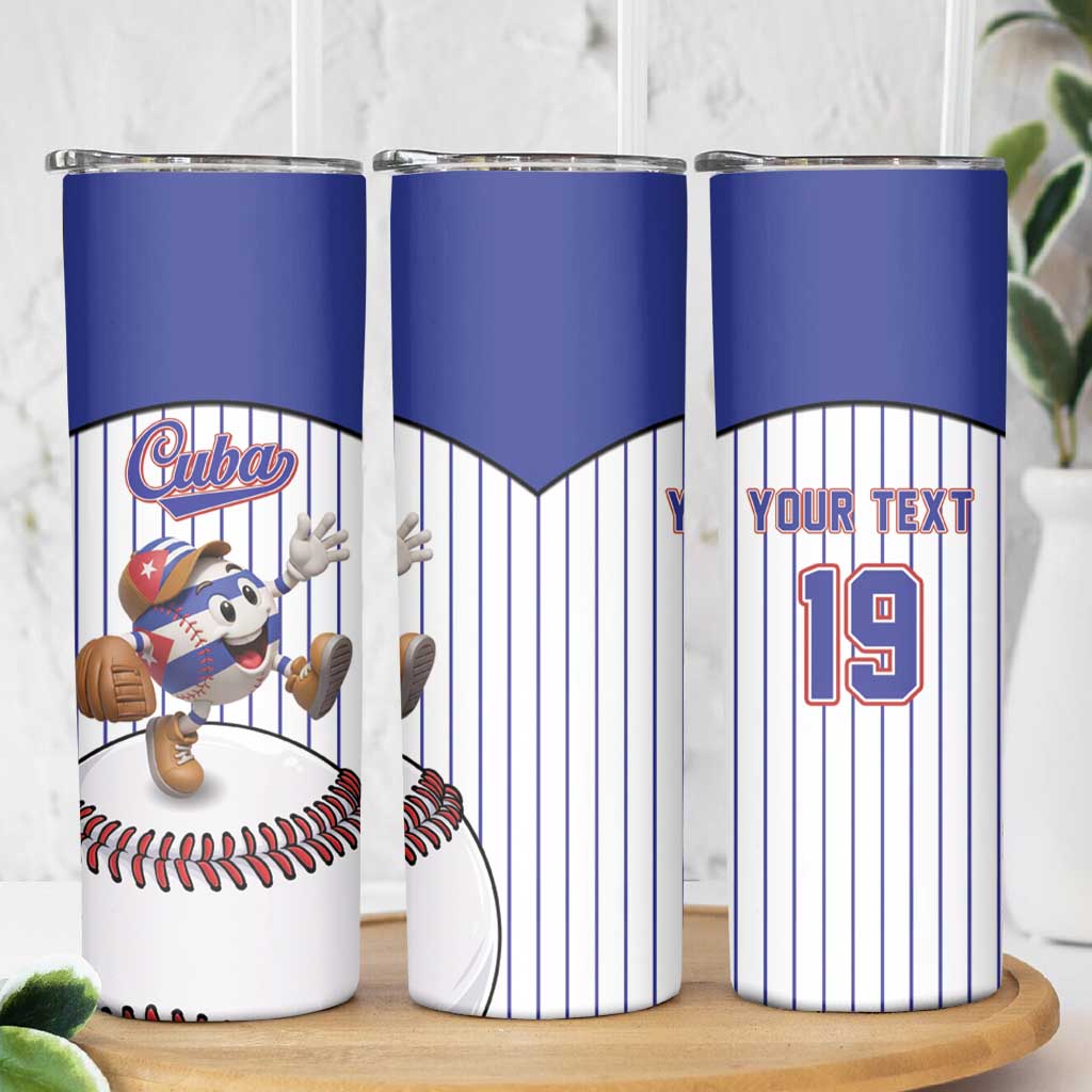 Cuba Baseball Custom Skinny Tumbler Cuban Flag Mascot Design