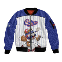 Cuba Baseball Custom Sleeve Zip Bomber Jacket Cuban Flag Mascot Design
