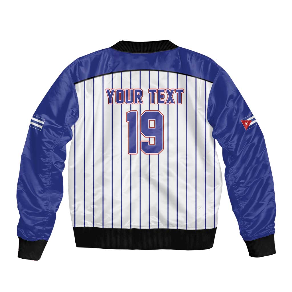 Cuba Baseball Custom Sleeve Zip Bomber Jacket Cuban Flag Mascot Design