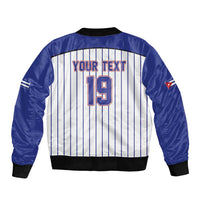 Cuba Baseball Custom Sleeve Zip Bomber Jacket Cuban Flag Mascot Design