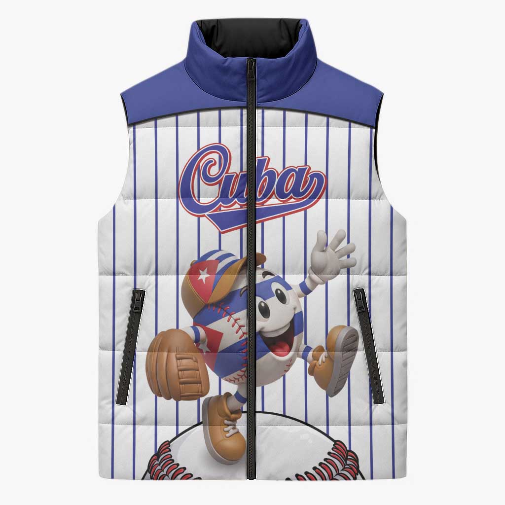 Cuba Baseball Custom Sleeveless Puffer Jacket Cuban Flag Mascot Design
