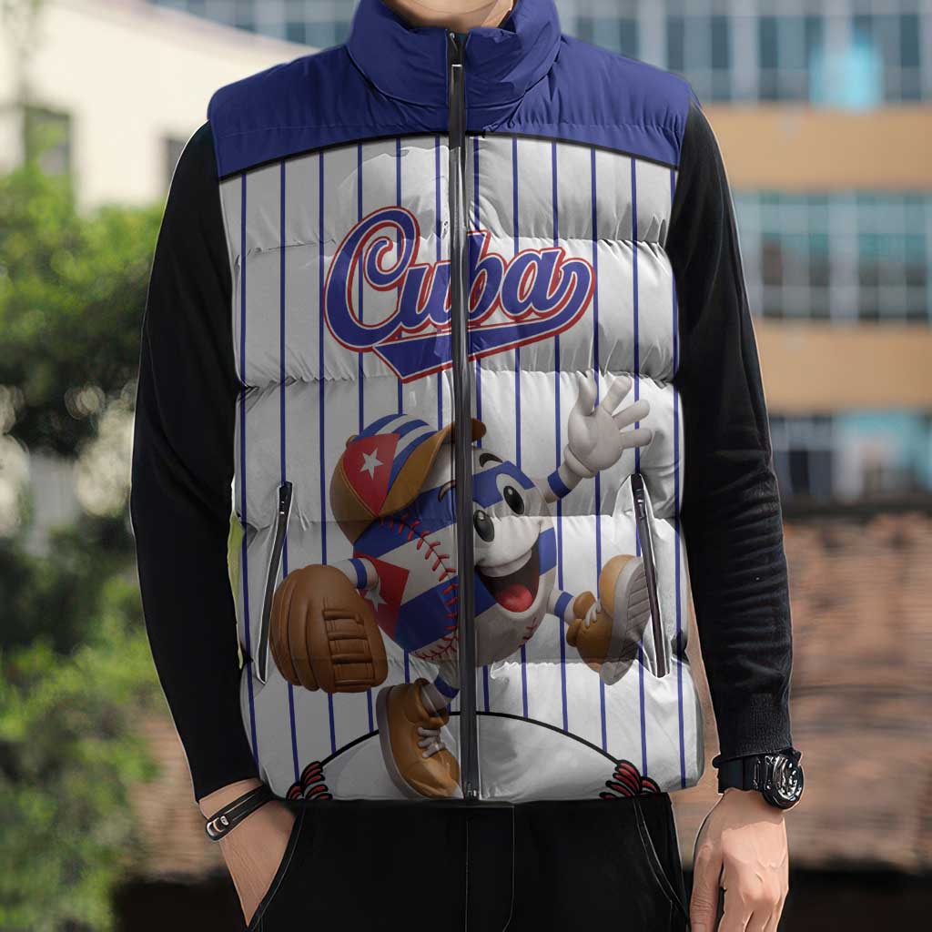 Cuba Baseball Custom Sleeveless Puffer Jacket Cuban Flag Mascot Design