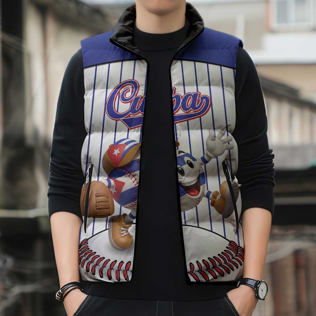 Cuba Baseball Custom Sleeveless Puffer Jacket Cuban Flag Mascot Design