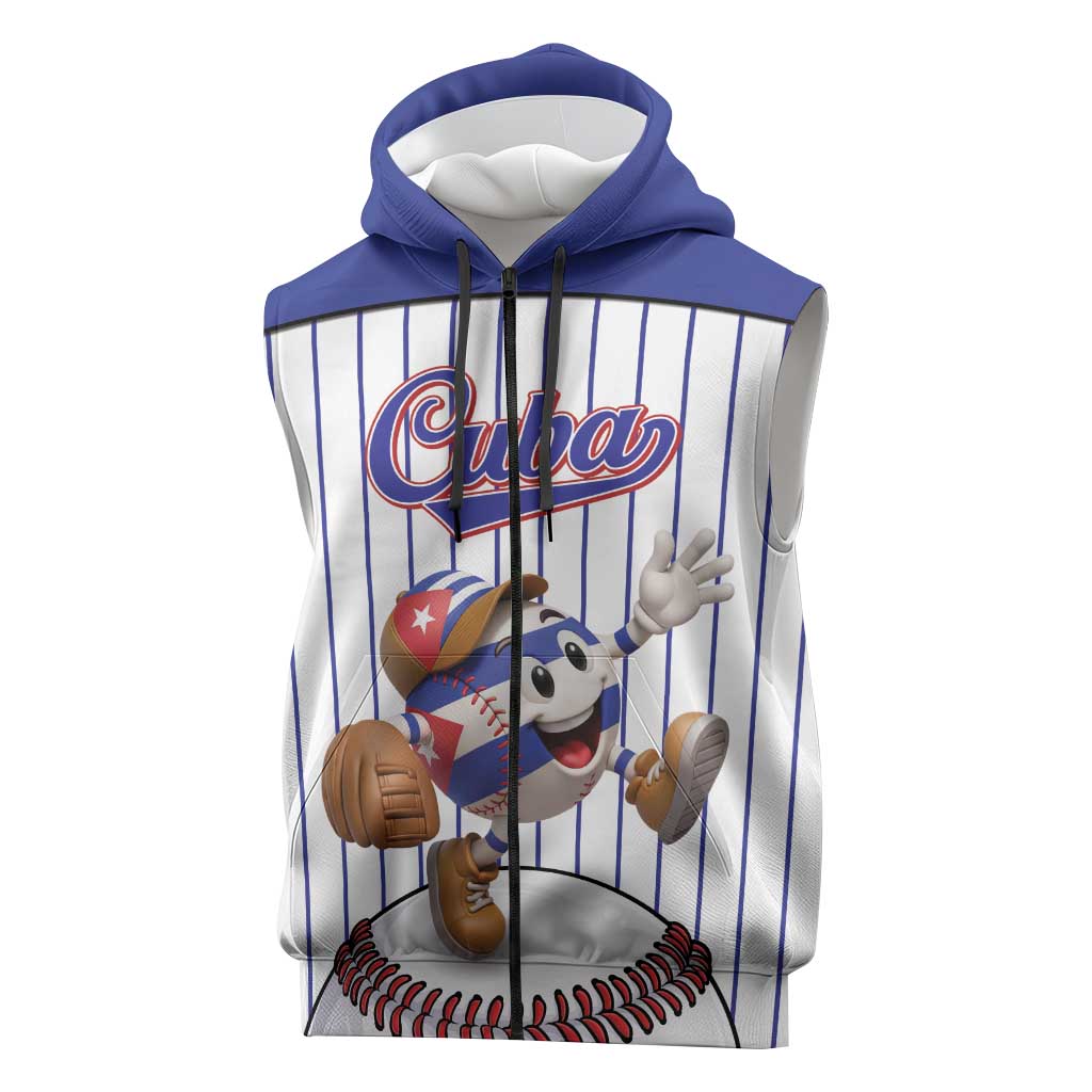Cuba Baseball Custom Sleeveless Zip Hoodie Cuban Flag Mascot Design