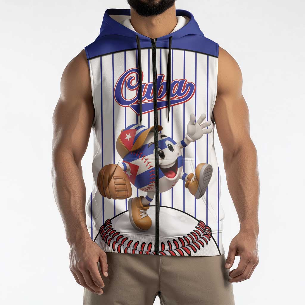 Cuba Baseball Custom Sleeveless Zip Hoodie Cuban Flag Mascot Design