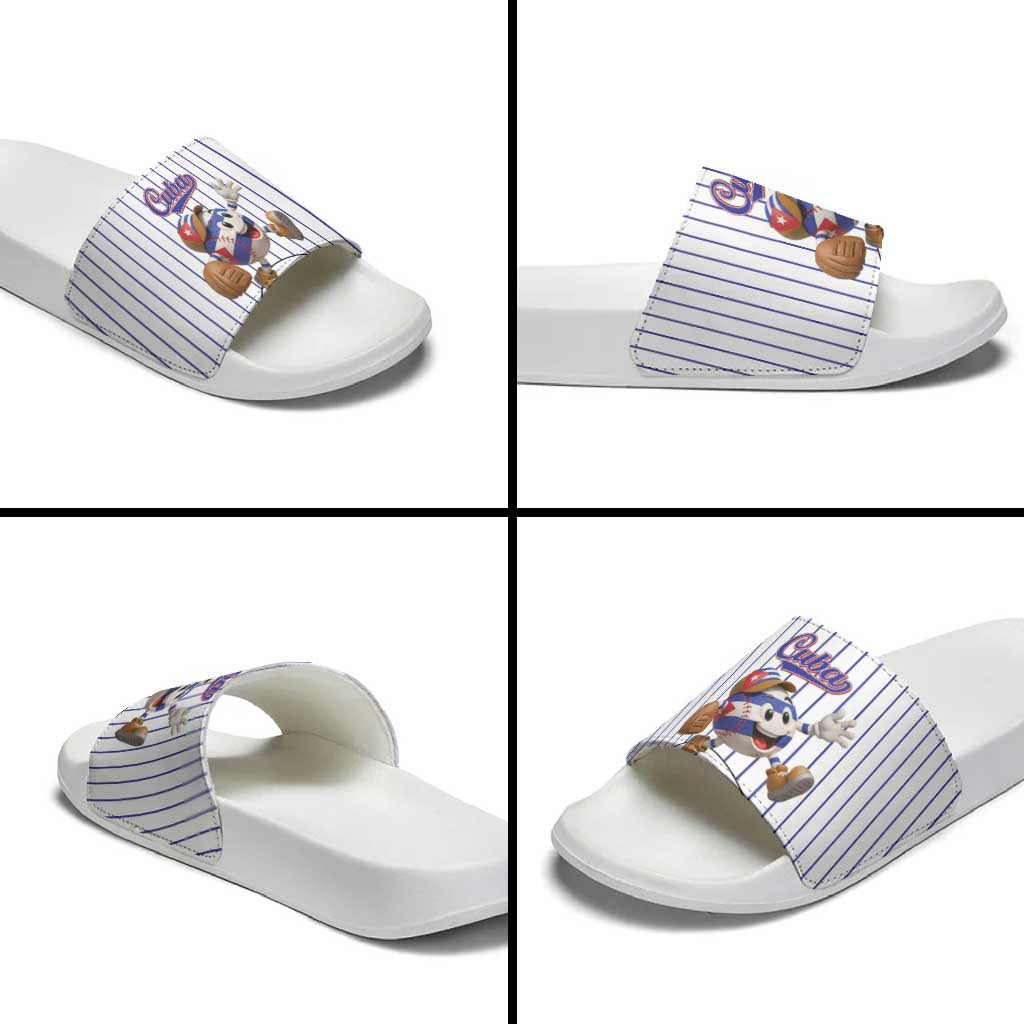 Cuba Baseball Slide Sandals Cuban Flag Mascot Design