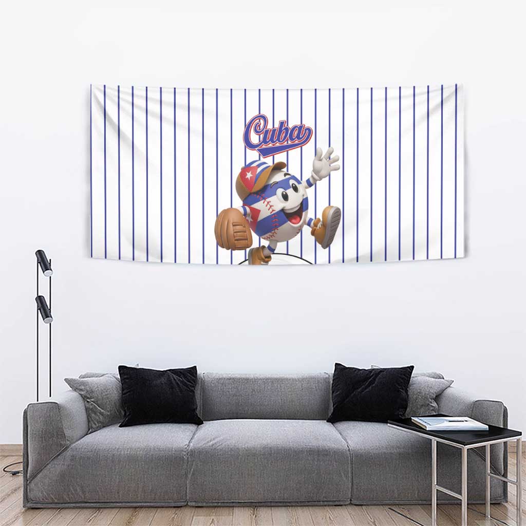 Cuba Baseball Tapestry Cuban Flag Mascot Design