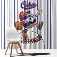 Cuba Baseball Window Curtain Cuban Flag Mascot Design