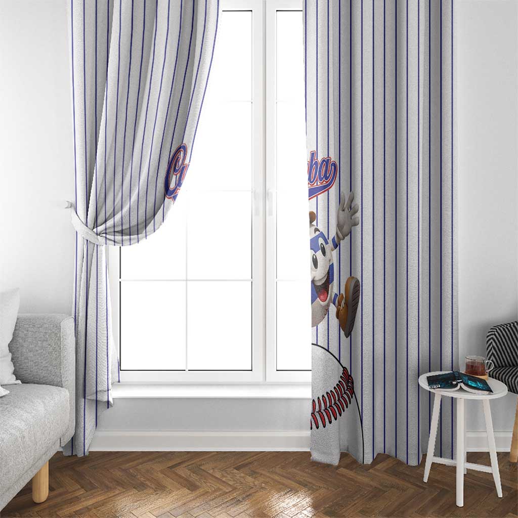 Cuba Baseball Window Curtain Cuban Flag Mascot Design