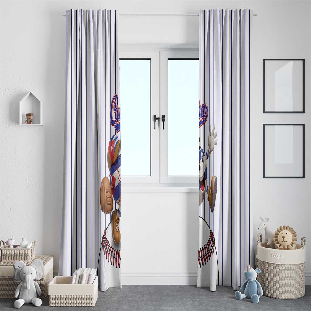 Cuba Baseball Window Curtain Cuban Flag Mascot Design