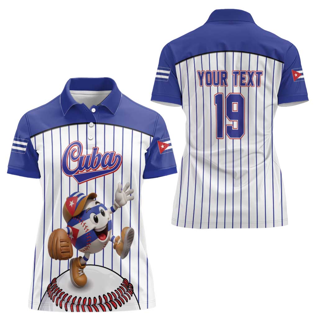 Cuba Baseball Custom Women Polo Shirt Cuban Flag Mascot Design
