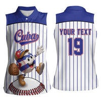 Cuba Baseball Custom Women Sleeveless Polo Shirt Cuban Flag Mascot Design