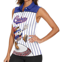 Cuba Baseball Custom Women Sleeveless Polo Shirt Cuban Flag Mascot Design