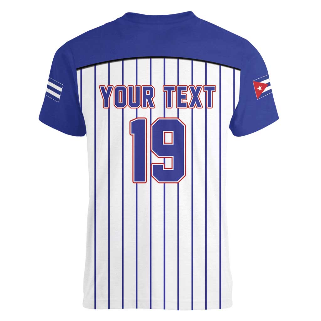 Cuba Baseball Custom Women V-Neck T-Shirt Cuban Flag Mascot Design