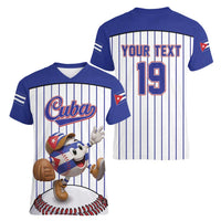 Cuba Baseball Custom Women V-Neck T-Shirt Cuban Flag Mascot Design