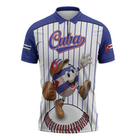 Cuba Baseball Custom Zipper Polo Shirt Cuban Flag Mascot Design