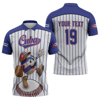 Cuba Baseball Custom Zipper Polo Shirt Cuban Flag Mascot Design