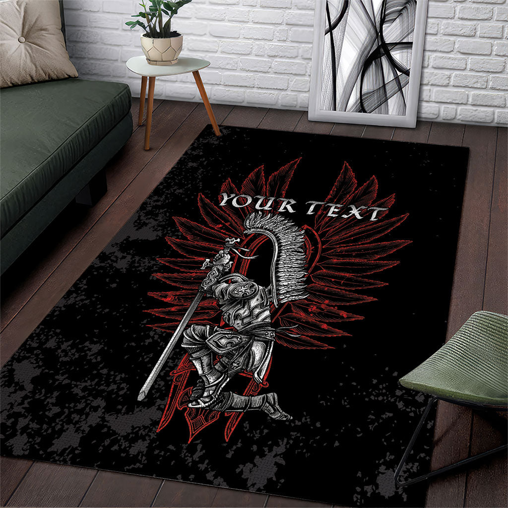 Personalized Poland Husaria Area Rug Polska Winged Hussar Knight Pride