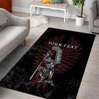 Personalized Poland Husaria Area Rug Polska Winged Hussar Knight Pride