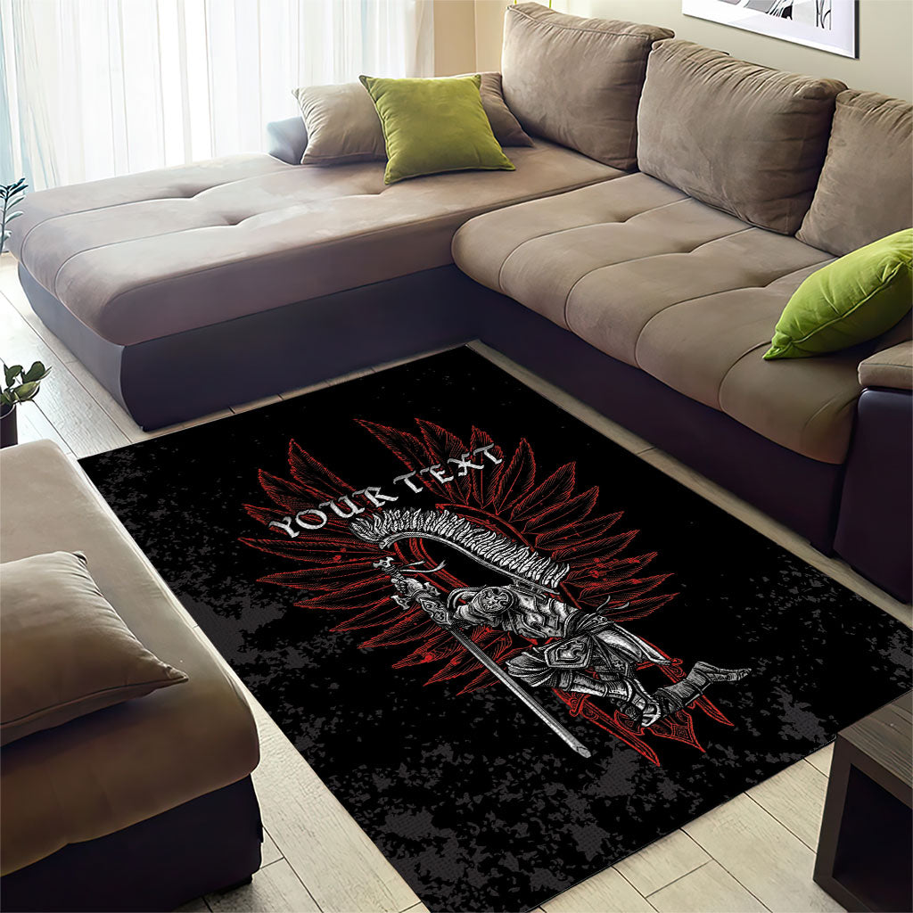Personalized Poland Husaria Area Rug Polska Winged Hussar Knight Pride