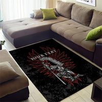 Personalized Poland Husaria Area Rug Polska Winged Hussar Knight Pride