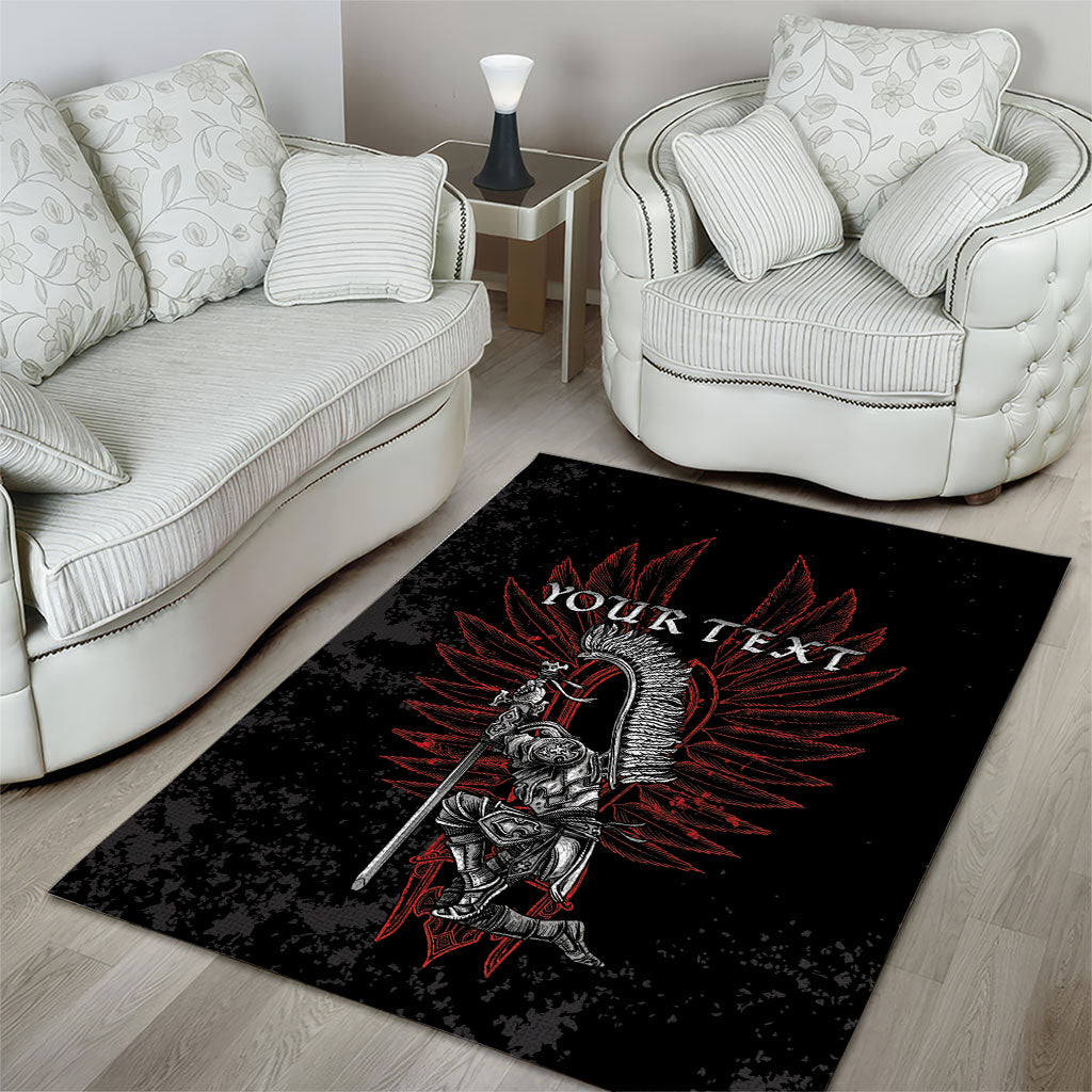 Personalized Poland Husaria Area Rug Polska Winged Hussar Knight Pride