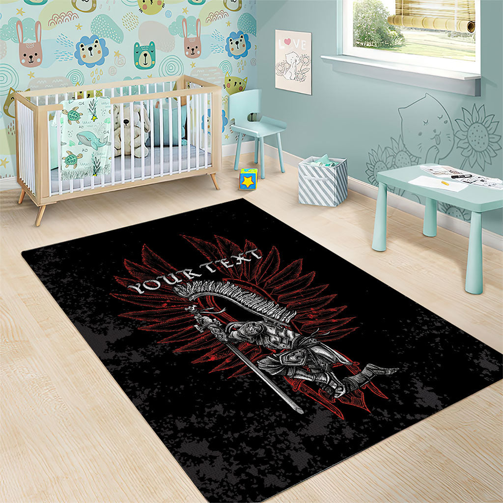 Personalized Poland Husaria Area Rug Polska Winged Hussar Knight Pride
