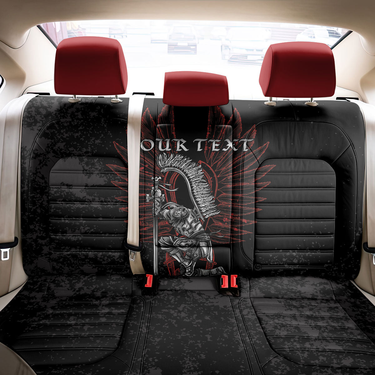 Personalized Poland Husaria Back Car Seat Cover Polska Winged Hussar Knight Pride
