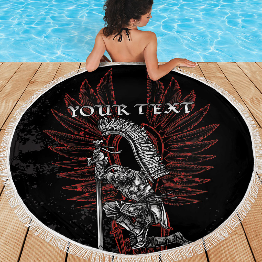 Personalized Poland Husaria Beach Blanket Polska Winged Hussar Knight Pride