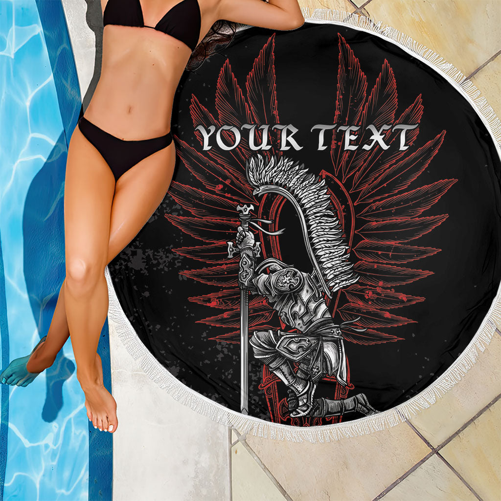 Personalized Poland Husaria Beach Blanket Polska Winged Hussar Knight Pride