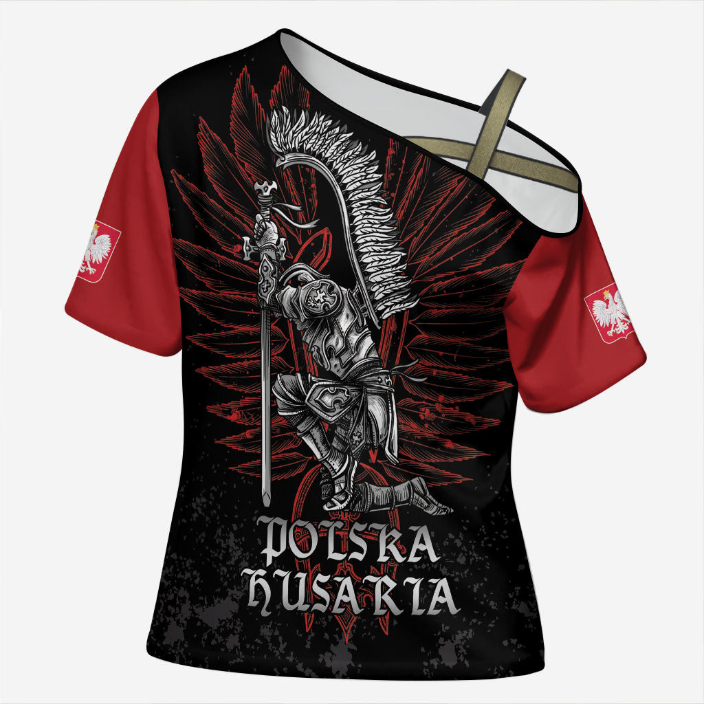 Personalized Poland Husaria Cross Shoulder Shirt Polska Winged Hussar Knight Pride
