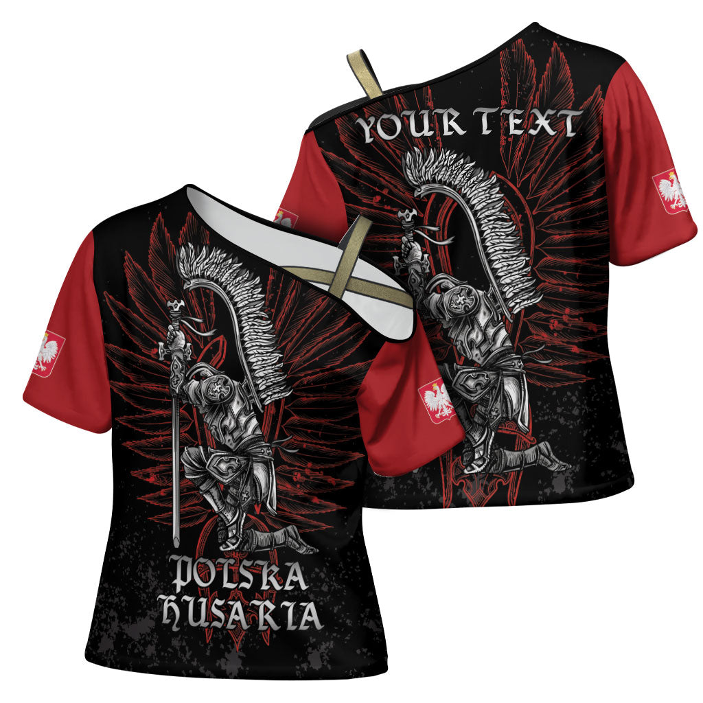 Personalized Poland Husaria Cross Shoulder Shirt Polska Winged Hussar Knight Pride