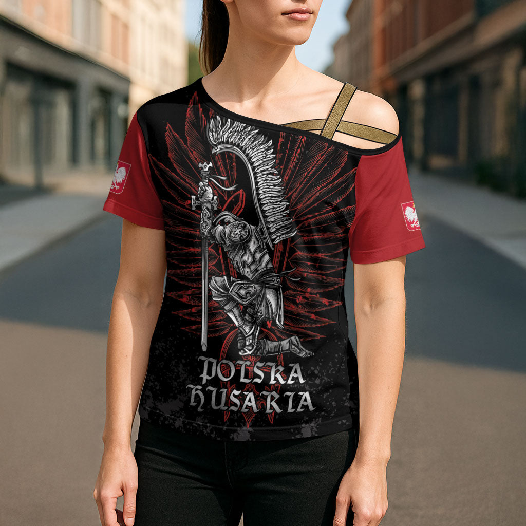 Personalized Poland Husaria Cross Shoulder Shirt Polska Winged Hussar Knight Pride