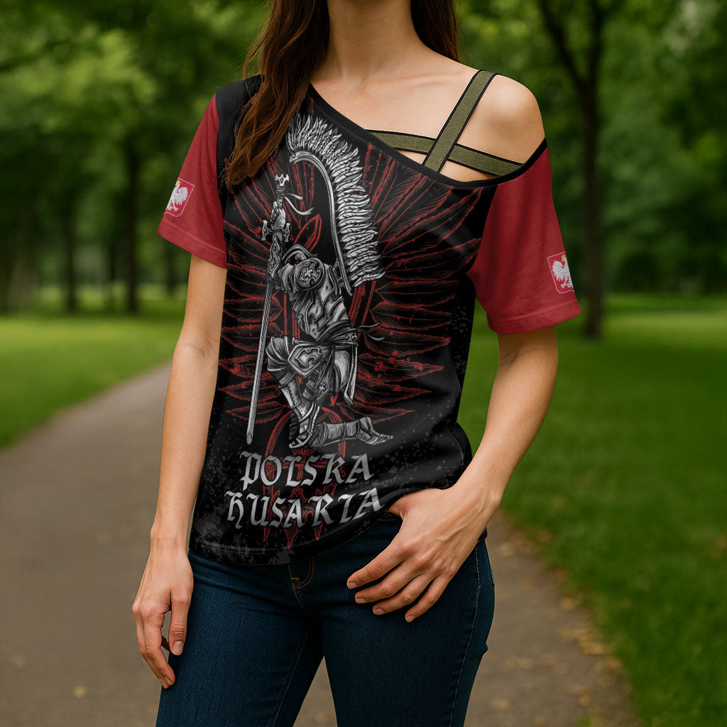 Personalized Poland Husaria Cross Shoulder Shirt Polska Winged Hussar Knight Pride