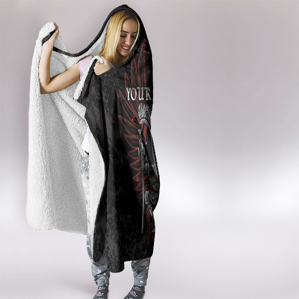 Personalized Poland Husaria Hooded Blanket Polska Winged Hussar Knight Pride