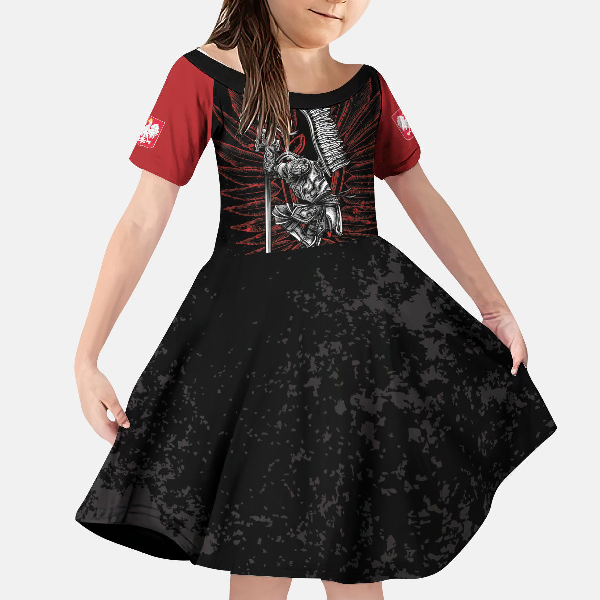 Personalized Poland Husaria Kid Short Sleeve Dress Polska Winged Hussar Knight Pride