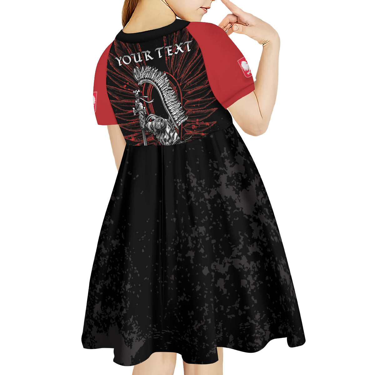 Personalized Poland Husaria Kid Short Sleeve Dress Polska Winged Hussar Knight Pride