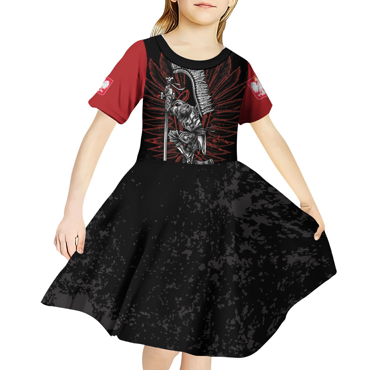 Personalized Poland Husaria Kid Short Sleeve Dress Polska Winged Hussar Knight Pride