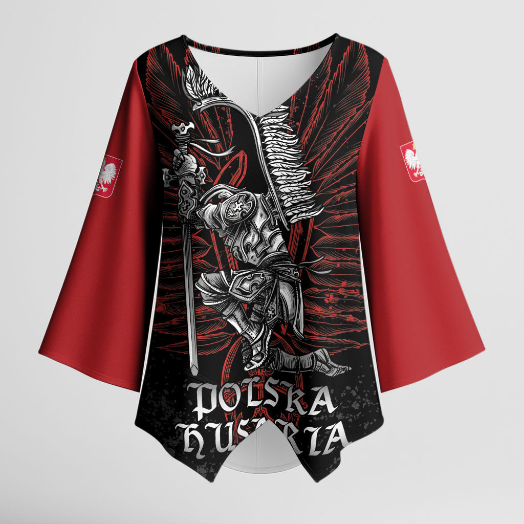 Personalized Poland Husaria Kimono Sleeve Blouse Polska Winged Hussar Knight Pride