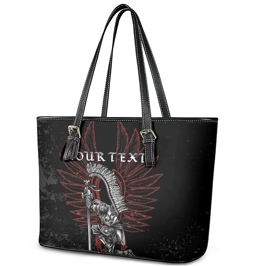 Personalized Poland Husaria Leather Tote Bag Polska Winged Hussar Knight Pride
