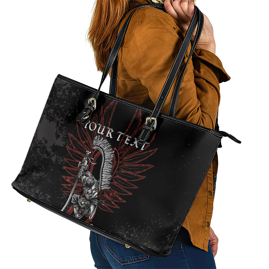 Personalized Poland Husaria Leather Tote Bag Polska Winged Hussar Knight Pride