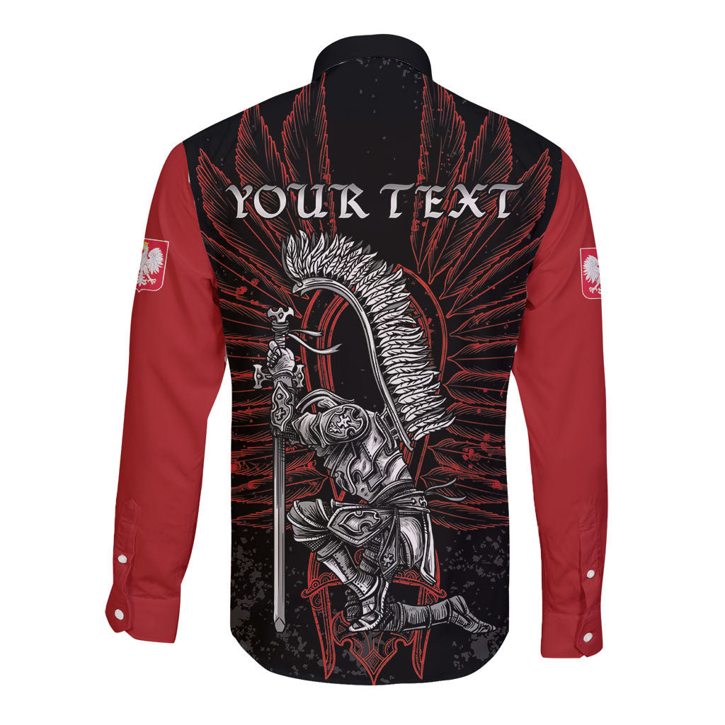 Personalized Poland Husaria Long Sleeve Button Shirt Polska Winged Hussar Knight Pride