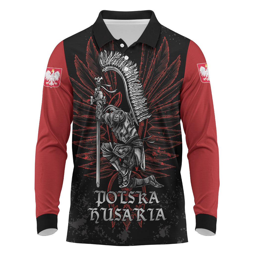 Personalized Poland Husaria Long Sleeve Polo Shirt Polska Winged Hussar Knight Pride