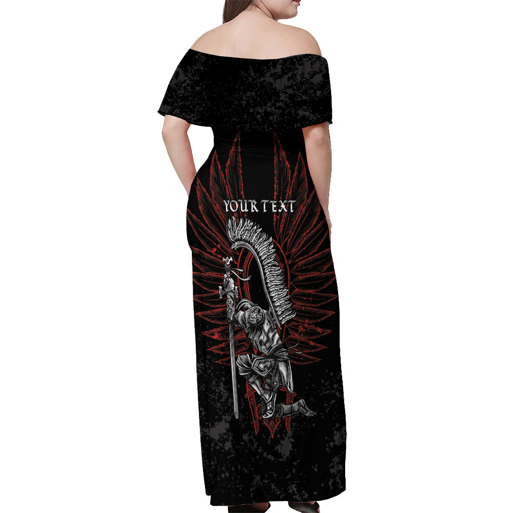 Personalized Poland Husaria Off Shoulder Maxi Dress Polska Winged Hussar Knight Pride