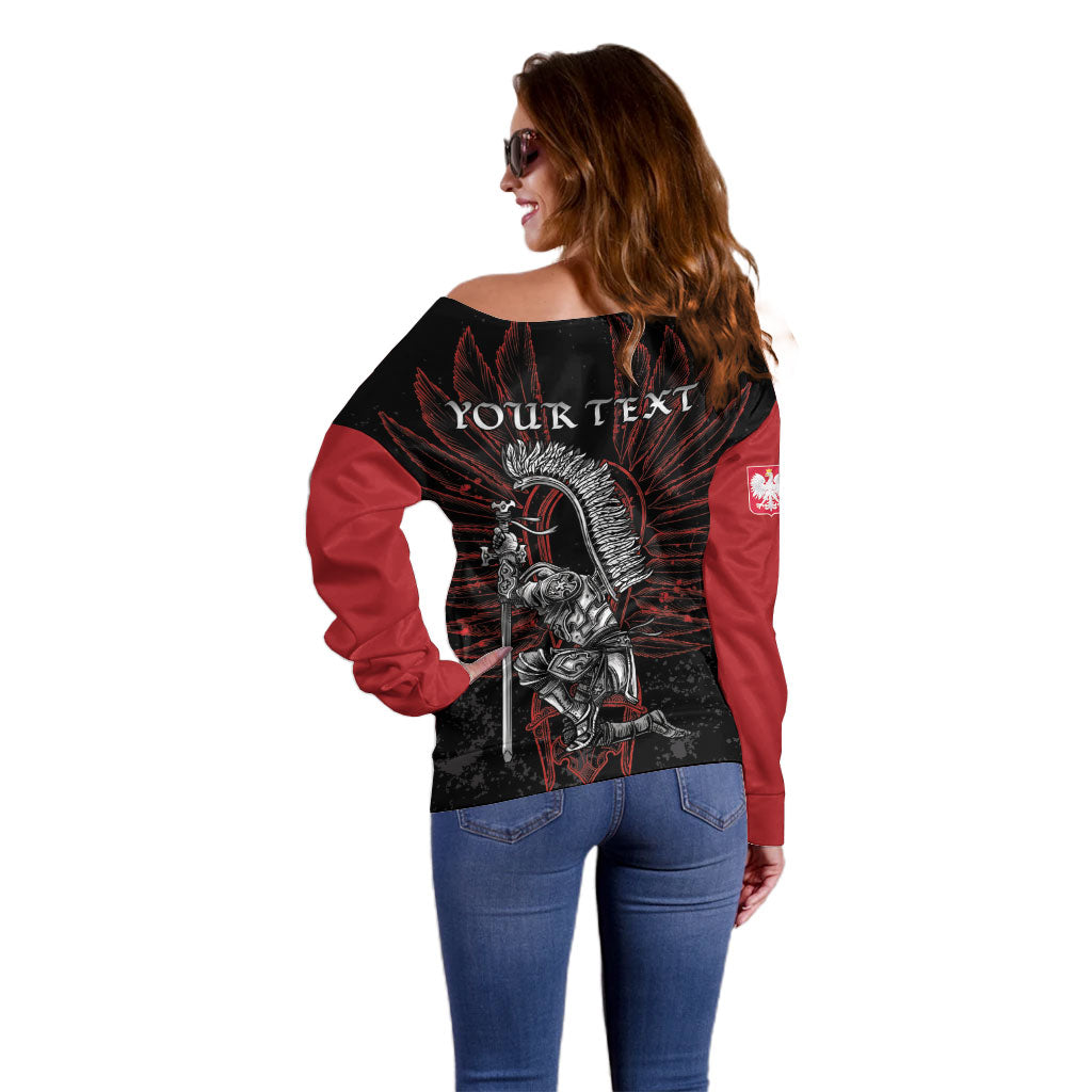 Personalized Poland Husaria Off Shoulder Sweater Polska Winged Hussar Knight Pride